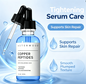 Copper Peptides Facial Serum Infused with Hyaluronic Acid, Daily Collagen Boost Skin Care Essence