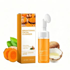 Turmeric Brightening Facial Cleanser Foam With Built-in Brush, Deep Pore Cleansing, Moisturizing Soft Skin For All Skin Types (Option: 1box)