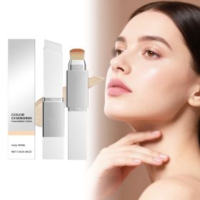 2-in-1 Color Changing Foundation Stick with Built-in Makeup Brush (Style: Ivory White Two-in-One Color-Changing Foundation Stick-1)