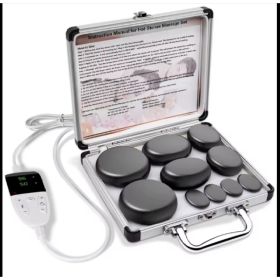 Professional Hot Stone Massage Kit With Digital Temperature Control Heater (Option: White)